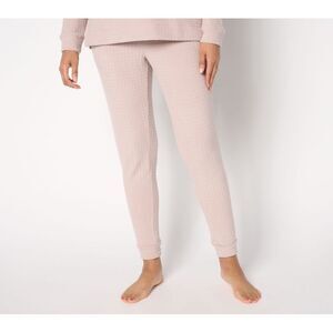 Cuddl Duds Women's Plus Sz Pants 2X Grid Fleece Jogger Pink A667658